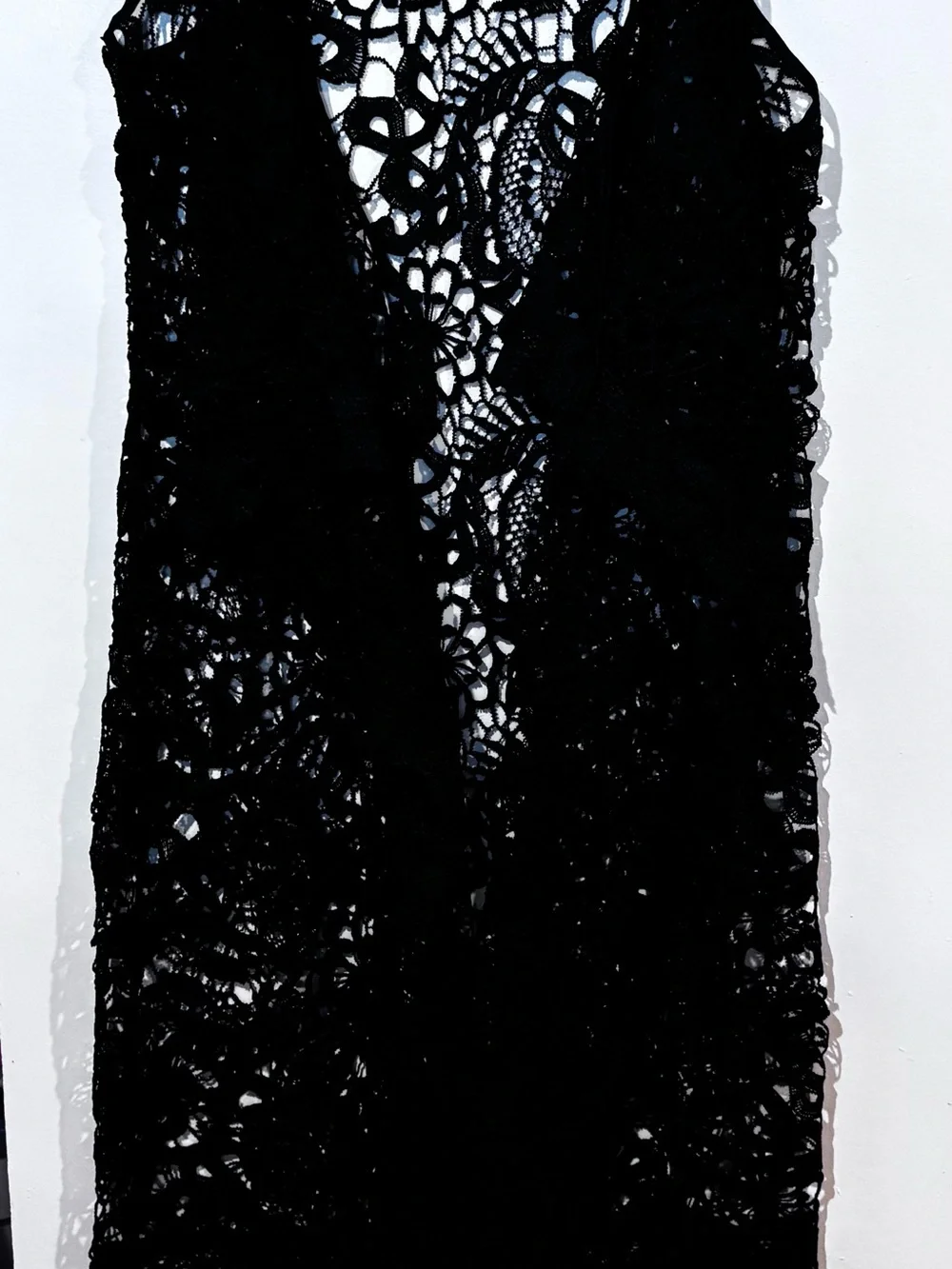 Black Lace Open-Front Women's Cardigan Sweater